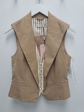 Avec Les Filles Camel Pinstripe Vest